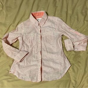 Pink and silver Justice girls button up long sleeve shirt sz 7